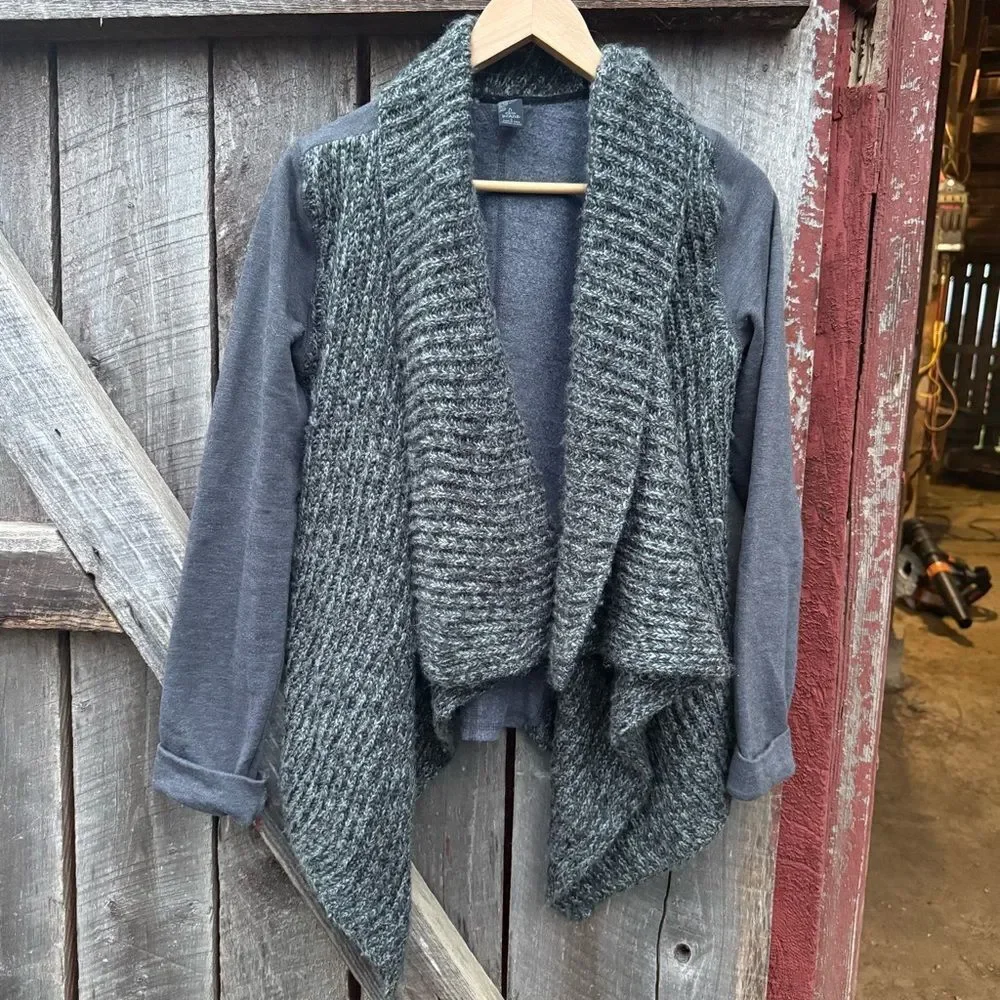 Prana Demure Gray Open Front Cardigan Sweater Small